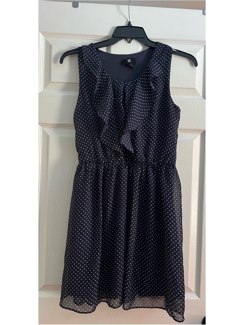Iz Byer Black & White Polka Dot Ruffle Mini Dress